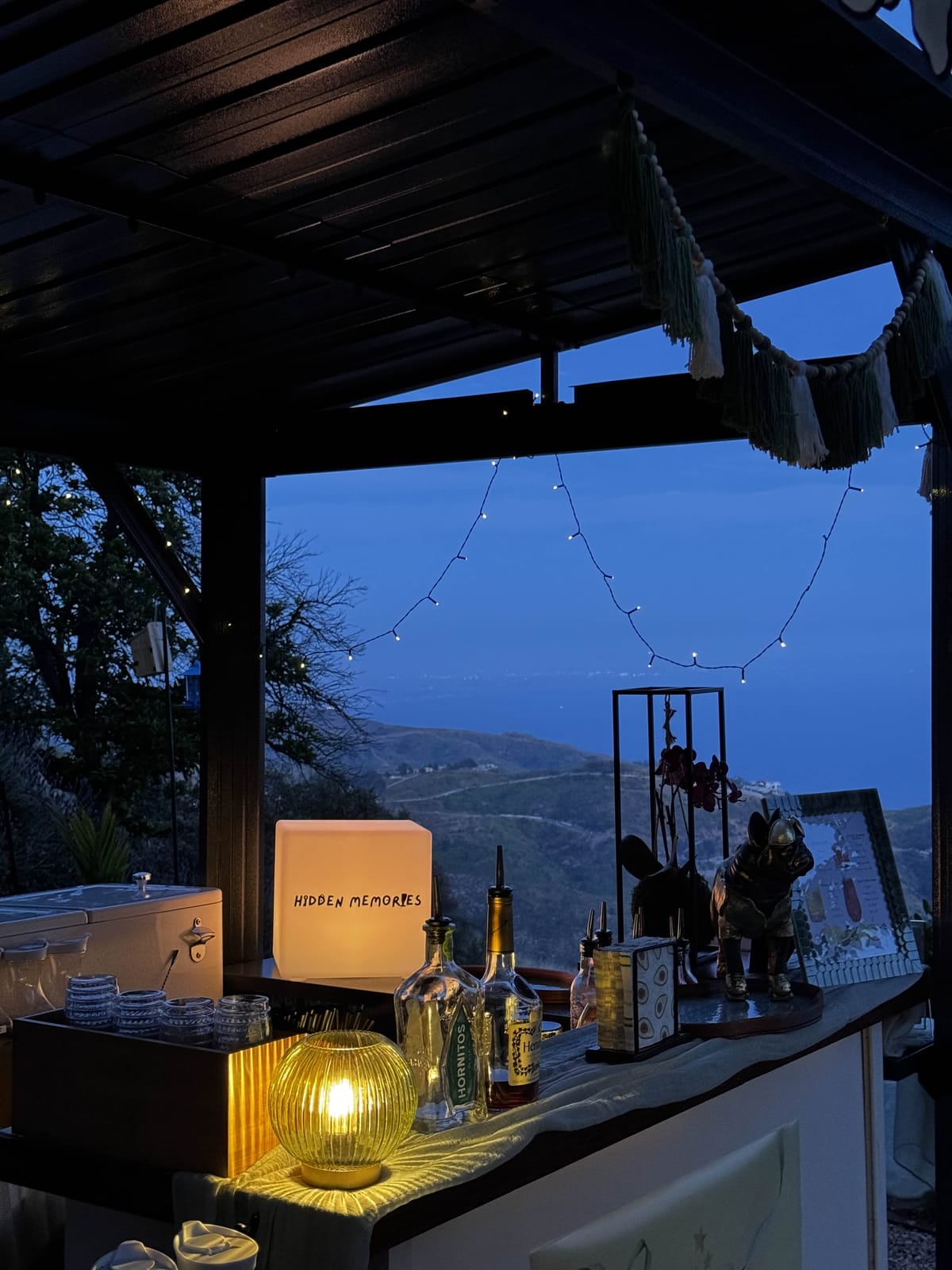 Bar setup at night
